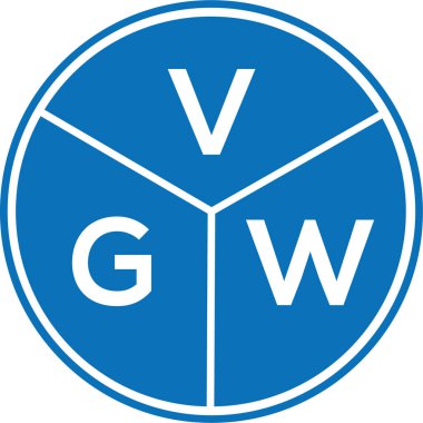 Beyaz arka planda VGW harf logosu tasarımı. VGW yaratıcı harflerin baş harfleri logo kavramı. VGW harf tasarımı.