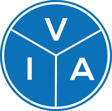 Beyaz arka planda VIA mektup logosu tasarımı. VIA yaratıcı harflerin baş harfleri logo konsepti. VIA mektup tasarımı.