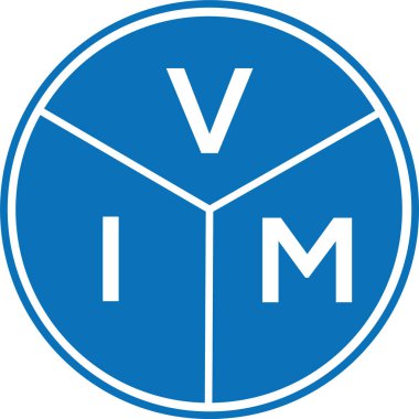 Beyaz arkaplanda VIM harf logosu tasarımı. VIM yaratıcı harf logosu konsepti. VIM harf tasarımı.