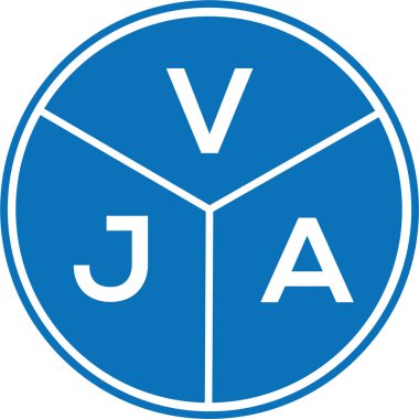 Beyaz arka planda VJA harf logosu tasarımı. VJA yaratıcı harf logosu konsepti. VJA harf tasarımı.