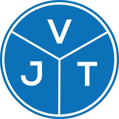 Beyaz arkaplanda VJT harf logosu tasarımı. VJT yaratıcı harflerin baş harfleri logo kavramı. VJT harf tasarımı.