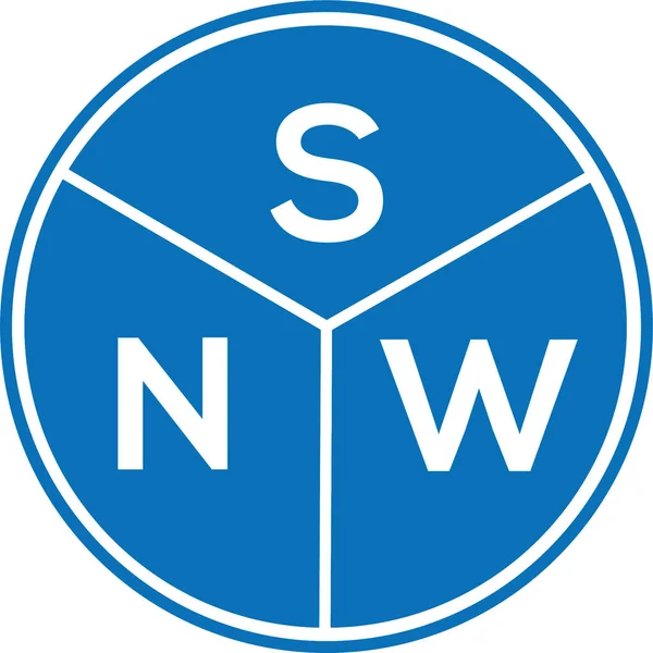 Beyaz arkaplanda SNW harf logosu tasarımı. SNW yaratıcı harflerin baş harfleri logo kavramı. SNW harf tasarımı.
