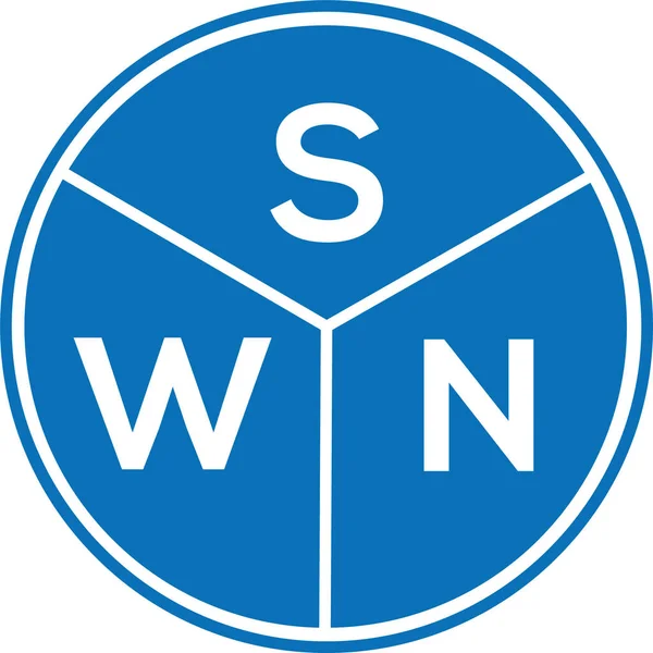 Swn Logo Ontwerp Witte Achtergrond Swn Creatieve Initialen Letter Logo — Stockvector