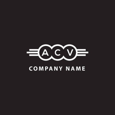 Siyah arka planda ACV harf logosu tasarımı. ACV yaratıcı harflerin baş harfleri logo kavramı. ACV harf tasarımı.