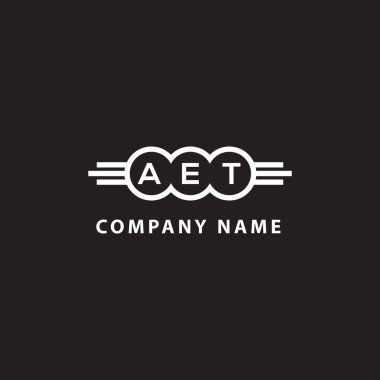 Siyah arka planda AET harfi logo tasarımı. AET yaratıcı harflerin baş harfleri logo kavramı. AET harf tasarımı.
