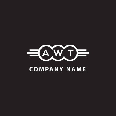 Siyah arka planda AWT harf logosu tasarımı. AWT yaratıcı harf logosu konsepti. AWT harf tasarımı.