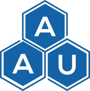 Beyaz arka planda AAU harf logosu tasarımı. AAU yaratıcı harf logosu konsepti. AAU harf tasarımı.