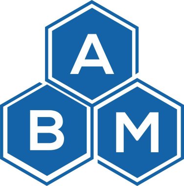 Beyaz arka planda ABM harf logosu tasarımı. ABM yaratıcı harflerin baş harfleri logo kavramı. ABM harf tasarımı.