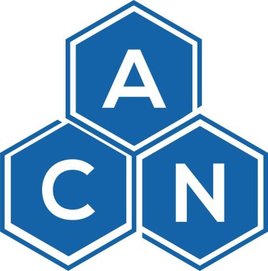 Beyaz arka planda ACN harf logosu tasarımı. ACN yaratıcı harflerin baş harfleri logo kavramı. ACN harf tasarımı.