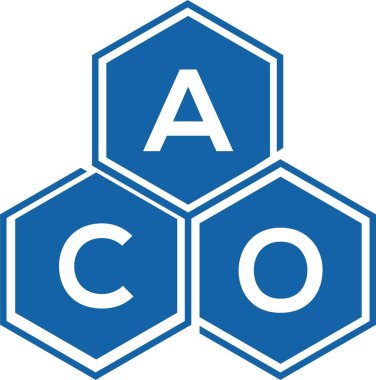 Beyaz arka planda ACO harf logosu tasarımı. ACO yaratıcı harflerin baş harfleri logo kavramı. ACO harf tasarımı.