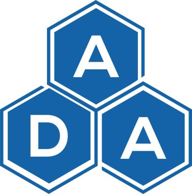 Beyaz arka planda ADA harf logosu tasarımı. ADA yaratıcı harflerin baş harfleri logo konsepti. ADA harf tasarımı.