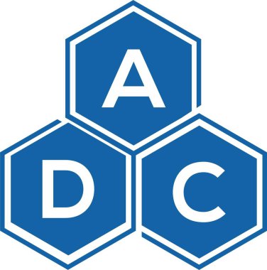 Beyaz arka planda ADC harf logosu tasarımı. ADC yaratıcı harflerin baş harfleri logo kavramı. ADC harf tasarımı.