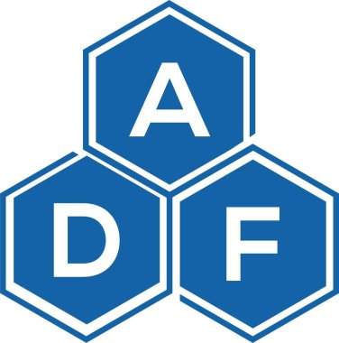 Beyaz arka planda ADF harf logosu tasarımı. ADF yaratıcı harflerin baş harfleri logo kavramı. ADF harf tasarımı.
