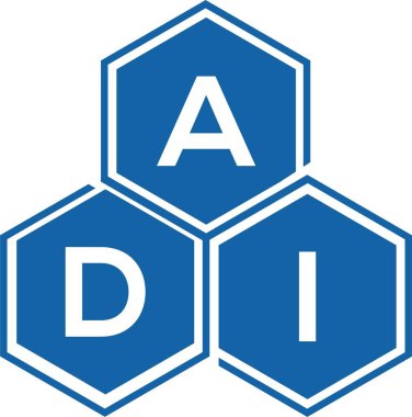 Beyaz arka planda ADI harf logosu tasarımı. ADI yaratıcı harfler logosu konsepti. ADI harf tasarımı.
