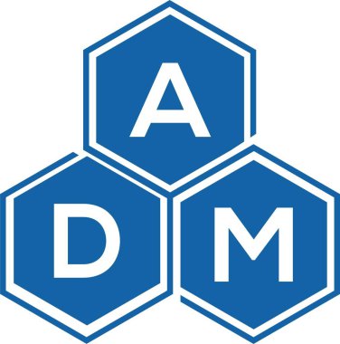 Beyaz arka planda ADM harf logosu tasarımı. ADM yaratıcı harflerin baş harfleri logo kavramı. ADM harf tasarımı.