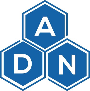 Beyaz arkaplanda ADN harf logosu tasarımı. ADN yaratıcı harflerin baş harfleri logo kavramı. ADN harf tasarımı.