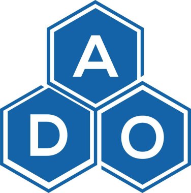 Beyaz arka planda ADO harfi logo tasarımı. ADO yaratıcı harflerin baş harfleri logo kavramı. ADO harf tasarımı.