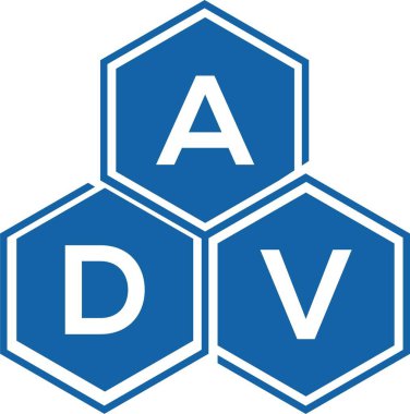 Beyaz arka planda ADV harf logosu tasarımı. ADV yaratıcı harflerin baş harfleri logo kavramı. ADV harf tasarımı.