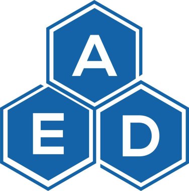 Beyaz arkaplanda AED harf logosu tasarımı. AED yaratıcı harf logosu konsepti. AED harf tasarımı.