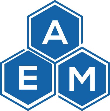 Beyaz arka planda AEM harf logosu tasarımı. AEM yaratıcı harflerin baş harfleri logo kavramı. AEM harf tasarımı.