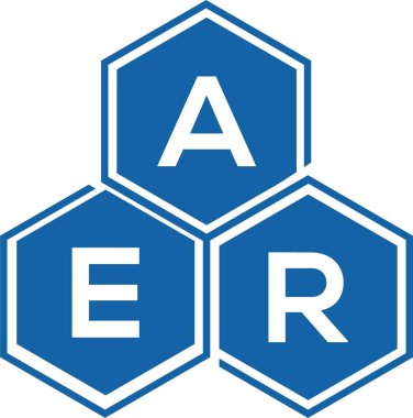 Beyaz arka planda AER harfi logo tasarımı. AER yaratıcı harfler logosu konsepti. AER harf tasarımı.
