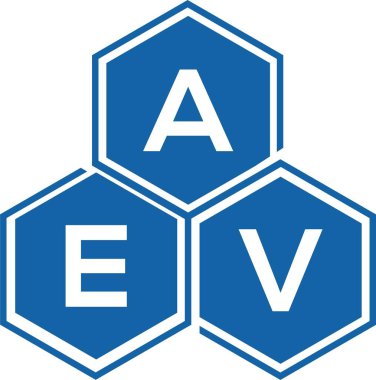 Beyaz arka planda AEV harf logosu tasarımı. AEV yaratıcı harflerin baş harfleri logo kavramı. AEV harf tasarımı.