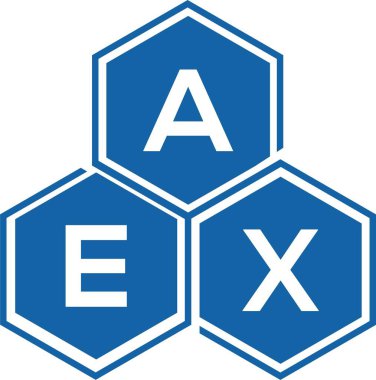 Beyaz arka planda AEX harfli logo tasarımı. AEX yaratıcı harflerin baş harfleri logo kavramı. AEX harf tasarımı.