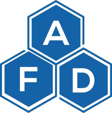 Beyaz arka planda AFD harf logosu tasarımı. AFD yaratıcı harflerin baş harfleri logo kavramı. AFD harf tasarımı.