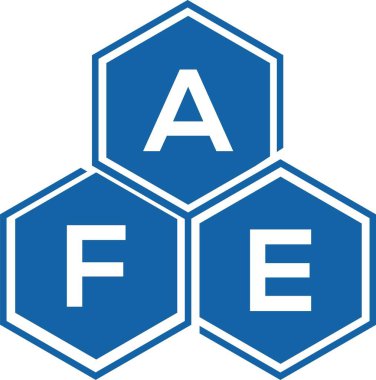 Beyaz arka planda AFE harf logosu tasarımı. AFE yaratıcı harflerin baş harfleri logo kavramı. AFE harf tasarımı.