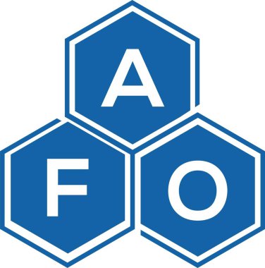 Beyaz arka planda AFO harf logosu tasarımı. AFO yaratıcı harflerin baş harfleri logo kavramı. AFO harf tasarımı.