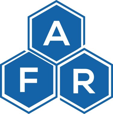 Beyaz arka planda AFR harf logosu tasarımı. AFR yaratıcı harflerin baş harfleri logo kavramı. AFR harf tasarımı.