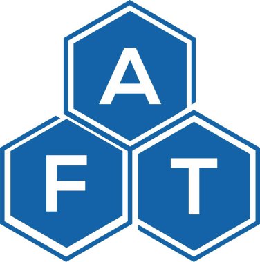 Beyaz arka planda AFT harf logosu tasarımı. AFT yaratıcı harflerin baş harfleri logo kavramı. AFT harf tasarımı.