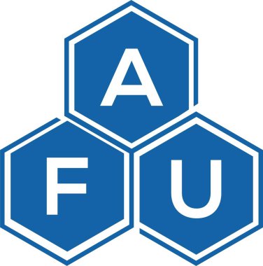 Beyaz arka planda AFU harf logosu tasarımı. AFU yaratıcı harf logosu konsepti. AFU harf tasarımı.