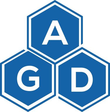 Beyaz arkaplanda AGD harf logosu tasarımı. AGD yaratıcı harflerin baş harfleri logo konsepti. AGD harf tasarımı.