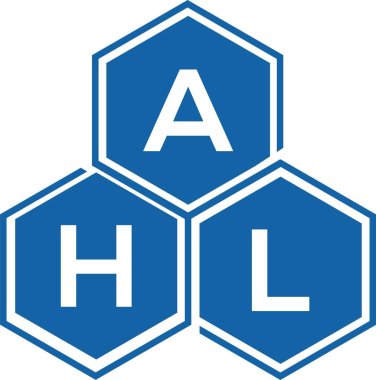 Beyaz arkaplanda AHL harf logosu tasarımı. AHL yaratıcı harflerin baş harfleri logo kavramı. AHL harf tasarımı.