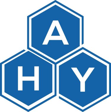 Beyaz arka planda AHY harf logosu tasarımı. AHY yaratıcı harflerin baş harfleri logo kavramı. AHY harf tasarımı.