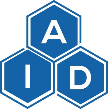 Beyaz arka planda AID mektup logosu tasarımı. AID yaratıcı harf logosu konsepti. AID harf tasarımı.