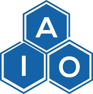 Beyaz arka planda AIO harfi logo tasarımı. AIO yaratıcı harflerin baş harfleri logo kavramı. AIO harf tasarımı.