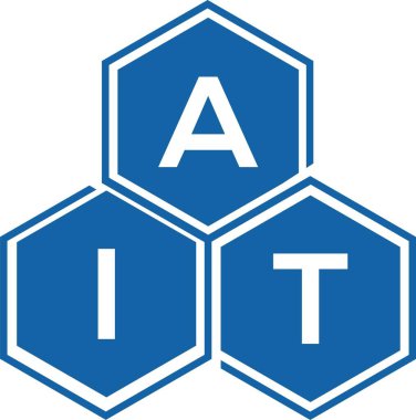 Beyaz arka planda AIT harfi logo tasarımı. AIT yaratıcı harfler logosu konsepti. AIT harf tasarımı.