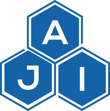 Beyaz arka planda AJI harf logosu tasarımı. AJI yaratıcı harflerin baş harfleri logo kavramı. AJI harf tasarımı.