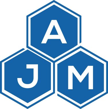 Beyaz arka planda AJM harf logosu tasarımı. AJM yaratıcı harflerin baş harfleri logo kavramı. AJM harf tasarımı.