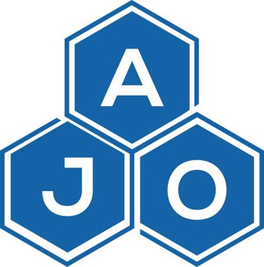 Beyaz arka planda AJO harf logosu tasarımı. AJO yaratıcı harflerin baş harfleri logo kavramı. AJO harf tasarımı.