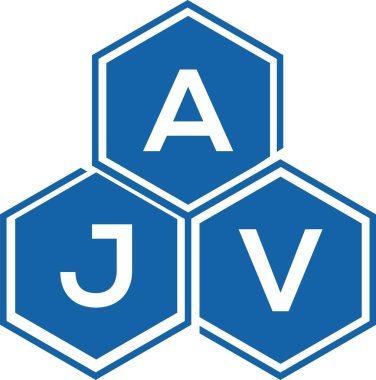 Beyaz arka planda AJV harf logosu tasarımı. AJV yaratıcı harflerin baş harfleri logo kavramı. AJV harf tasarımı.