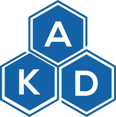Beyaz arka planda AKD harf logosu tasarımı. AKD yaratıcı harflerin baş harfleri logo kavramı. AKD harf tasarımı.