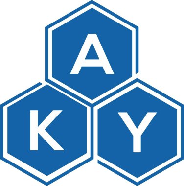Beyaz arkaplanda AKY harf logosu tasarımı. AKY yaratıcı harflerin baş harfleri logo kavramı. AKY harf tasarımı.