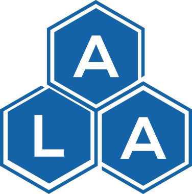 Beyaz arka planda ALA harf logosu tasarımı. ALA yaratıcı harfler logosu konsepti. ALA harf tasarımı.