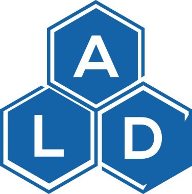Beyaz arka planda ALD harf logosu tasarımı. ALD yaratıcı harflerin baş harfleri logo kavramı. ALD harf tasarımı.