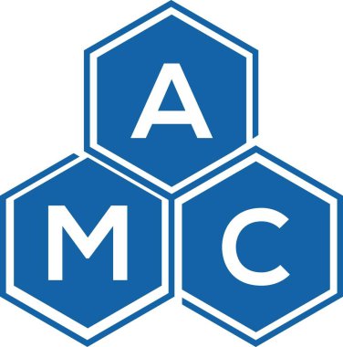 Beyaz arka planda AMC harf logosu tasarımı. AMC yaratıcı harflerin baş harfleri logo kavramı. AMC harf tasarımı.