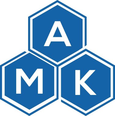 Beyaz arka planda AMK harf logosu tasarımı. AMK yaratıcı harflerin baş harfleri logo kavramı. AMK harf tasarımı.