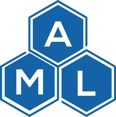 Beyaz arka planda AML harf logosu tasarımı. AML yaratıcı harflerin baş harfleri logo kavramı. AML harf tasarımı.